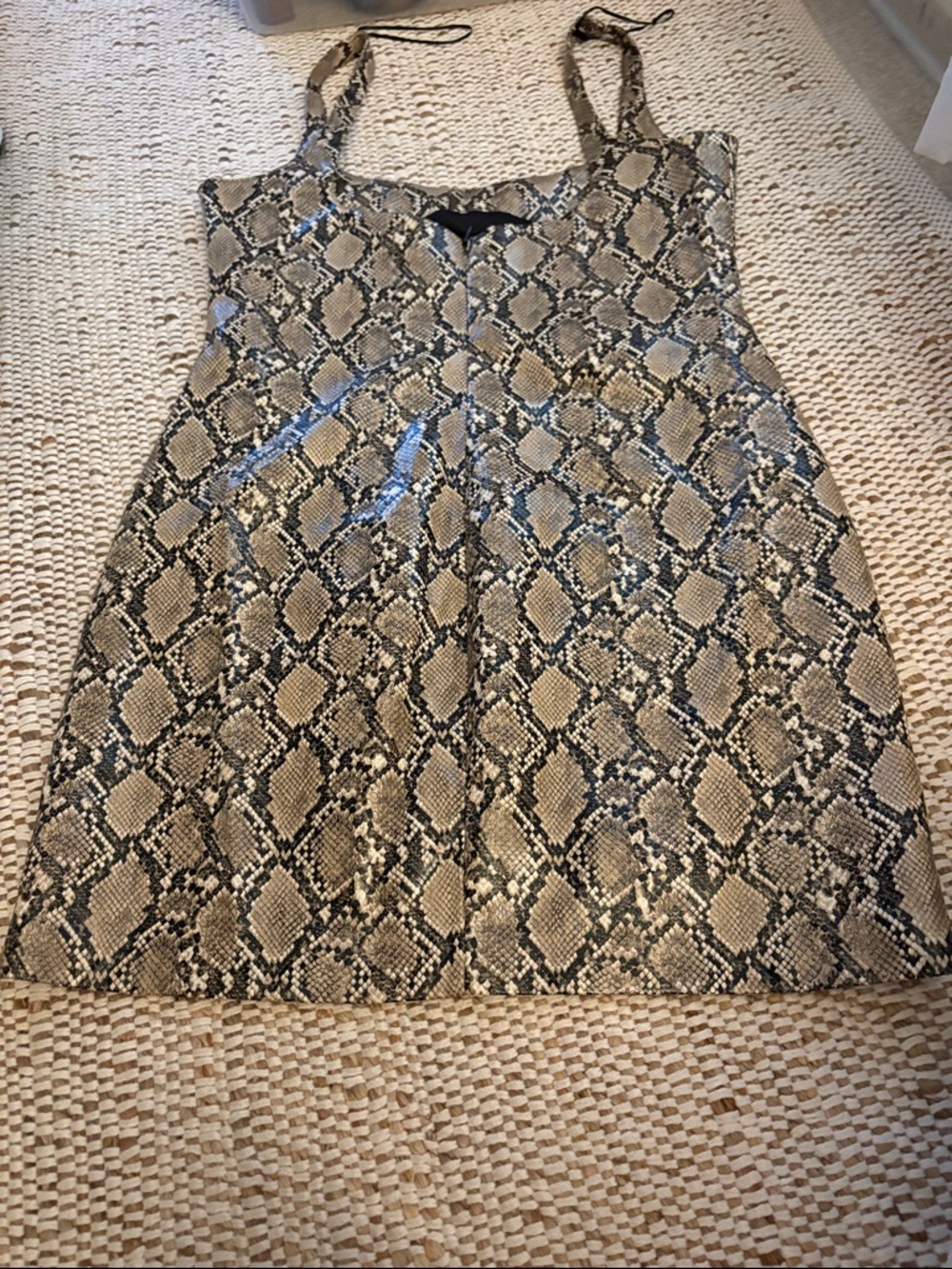 Zara Snake Print Slip Dress in Neutral Tones - Picture 2 of 4